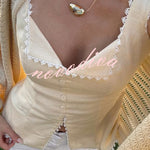 Fashionable Lace-trimmed V-neck Sleeveless Slim-fit Vest