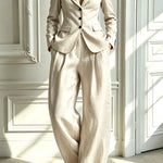 Minimalist Chic Tailored Blazer & Pleated Pant Suit