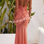 Touch of Drama Mesh Butterfly Metal Clips One Shoulder Backless Maxi Dress