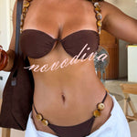 Fashionable Unique Beading Two-piece Stretch Bikini Swimsuit