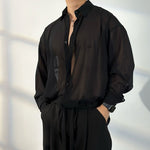 ã€�50 Shades of Blackã€‘Transparent Tulle Loose Shirt