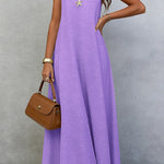 Solid Color Sleeveless Loose Casual Vacation Style Maxi Dress