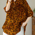 Italian Blue Peter Pan Collar Print Patchwork Cotton Blouses Summer