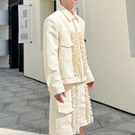 Wood Ear Trim Jacket Shorts Two-Piece Set