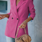 Zeagoo Double Breasted Button Down Office Work Wear Solid Blazer Jacket