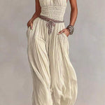 Bohemian Halter Neck Wide-Leg Jumpsuit
