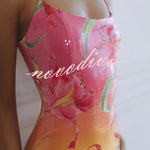 Fashionable Sequined Printed Suspender Slim-fit Mini Dress