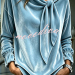 Celeste Velvet Flowing Blouse with Bow Detail