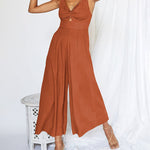 Zeagoo Women's Casual Sleeveless Hollows High Waist Bodysuit Spaghetti Strap Loose Jumpsuit Overalls