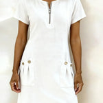 Susan | Cotton Linen Dress with Half-Zip
