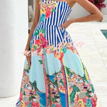 Unique Printed Spaghetti Strap Square Neck Casual Holiday Maxi Dress