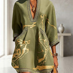 Aurelia Gilded Marble Linen Tunic Dress