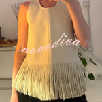 Stylish Halter Neck Sleeveless Leather Tassel Loose Top