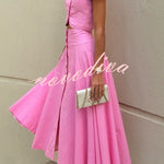 Sofia Button-Front Midi Skirt Set