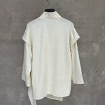 Textured Slanted Placket Tie-Strap Fake Two-Piece Shirt