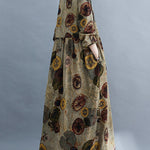 Artistic Retro Loose Long Sleeves Printed Round-Neck Maxi Dresses