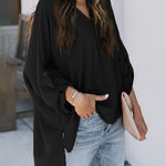 Zeagoo Zeagoo Casual V Neck Batwing 3/4 Sleeve T-Shirts Solid Color Loose Fit Cute Basic Flowy Tunic Tops