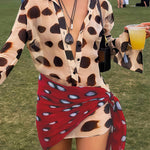 Mirage Bell-Sleeve Festival Wrap Mini Dress