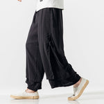 Japanese Style Cotton and Linen Side Strap Two-piece Culottes