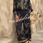 Flowy Butterfly Pattern Two-Piece Set