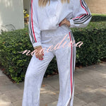 Rylee Colorblock Striped Star Print Zipper High Neck Pocket Sporty Jacket