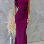 Fashionable Mesh Sleeveless One-shoulder Waist-revealing Maxi Dress