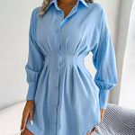 Zeagoo Lantern Sleeve Waisted Asymmetric Shirt Dress for Women Casual Work Office Loose Fit 2026 | Under