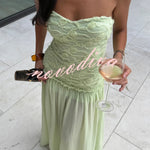 Stylish Three-dimensional Floral Chiffon Patchwork Strapless Elegant Maxi Dress