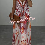 Bohemian Style Unique Print Sleeveless Backless Loose Maxi Dress