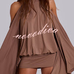 Alula Chain Sequin Embroidered Butterfly Kimono Slit Sleeve Backless Mini Dress