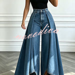 High-Waist Overlay Wide-Leg Jeans