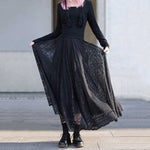 High Waist Lace Embroidered A-line Skirt