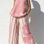 Abstract Brushstroke Sleeveless Tunic & Cropped Pant Set