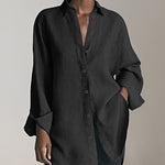 Zeagoo Long Sleeve Loose Casual Women's Shirt Solid Color Lapel Shirt Top