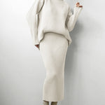 Zeagoo Women's Casual Two Pieces Sets Turtleneck Sweater and Midi Skirt Suits