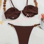 Fashionable Unique Beading Two-piece Stretch Bikini Swimsuit