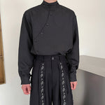 Detachable Embroidered Cloud Shoulder Dark Pattern Shirt