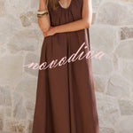 Solid Color Loose Sleeveless Casual Vacation Maxi Dress