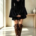 Vintage-Inspired Pearl Velvet Swing Dress