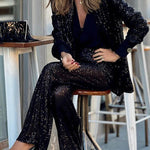 Special Treat Sequin High Rise Wide Leg Party Pants