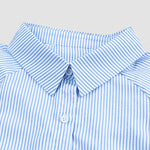 Zeagoo Stripe Button-Down Long Sleeve Shirt Contrast Business Casual Top Loose Blouse