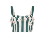 Claudine Striped Heart-shaped Smocked Tank and Raffia Buckle Belted Pocket Bubble Shorts Set