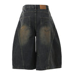 Retro Loose Scimitar Denim Cropped Trousers