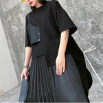 Japanese Casual Irregular Short-sleeved T-shirt Pleated Skirt