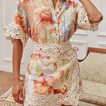 Amalfi Crochet Floral Linen Matching Set