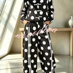 Napoleon Colorblock Polka Dot Zipper High Neck Chinese Style Buttons Pocket Sporty Jacket