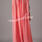 My Dearest Chiffon Sequin Trim High Neck Batwing Cutout Sleeve Cape Maxi Dress