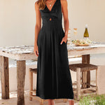 Zeagoo Women's Casual Sleeveless Hollows High Waist Bodysuit Spaghetti Strap Loose Jumpsuit Overalls