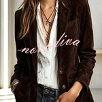 Stylish Suede Lapel Long-sleeved Casual Button-down Jacket