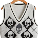 Halloween Skull Argyle Knit Sweater Vest